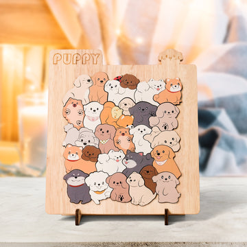 Wooden Dog Jigsaw Puzzle: 25 Cute Dogs, Ideal for Dog Lovers
