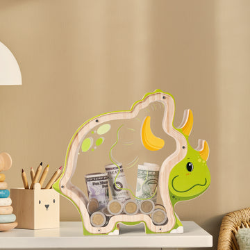 Triceratops Coin Bank: Fun, Hand-Painted, Kids' Room Decor & Gift