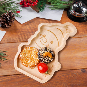 Snowman Wooden Tray - Festive Holiday Serving Platter & Decorative Gift