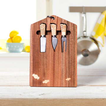 Wooden Cheese Knife Set with Candy-Themed Cutting Board – Fun Gift for Kids & Families
