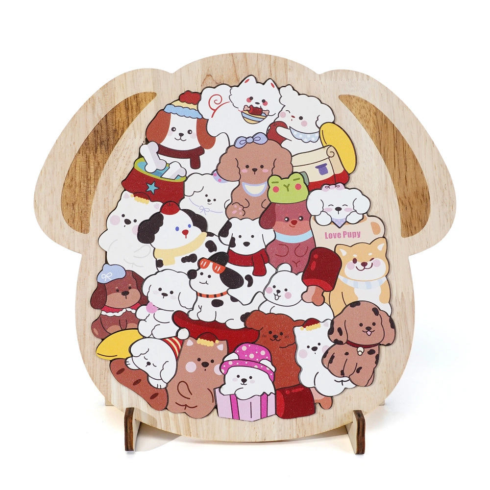 Playful Puppy Big-Piece Wooden Puzzle | Adorable Dog Theme Educational ...
