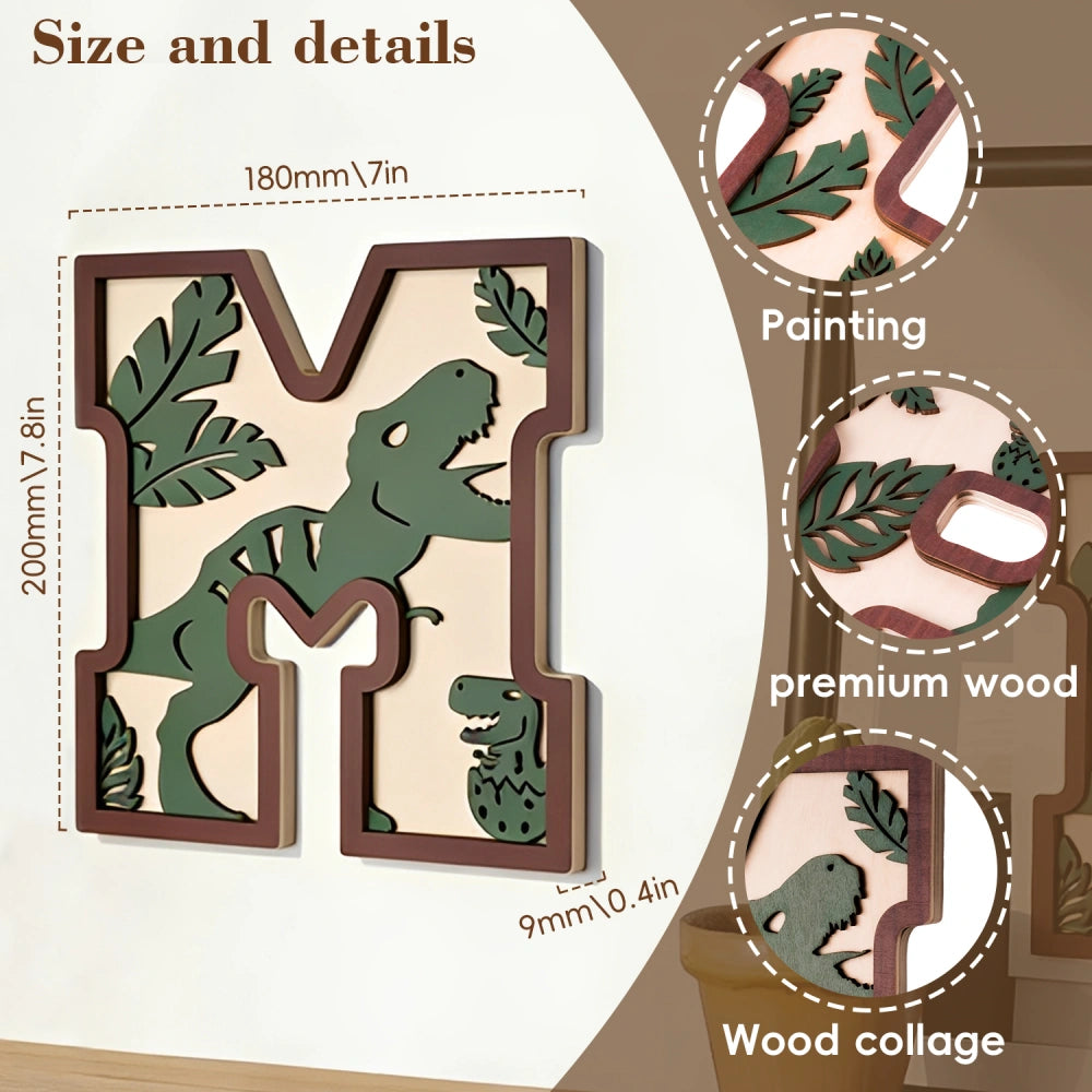 Personalized 3D Layered Dinosaur Wooden Name Sign | Custom Kids Nursery Decor & Baby Shower Gift