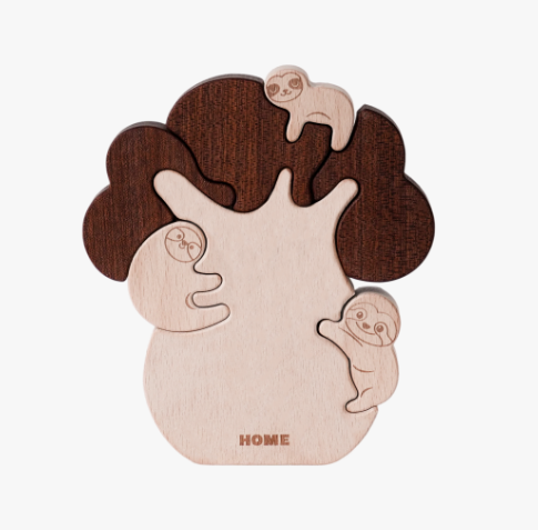 "Sloth Sanctuary" Wooden Hugging Statue - Charming Slow Living Decor & Gift