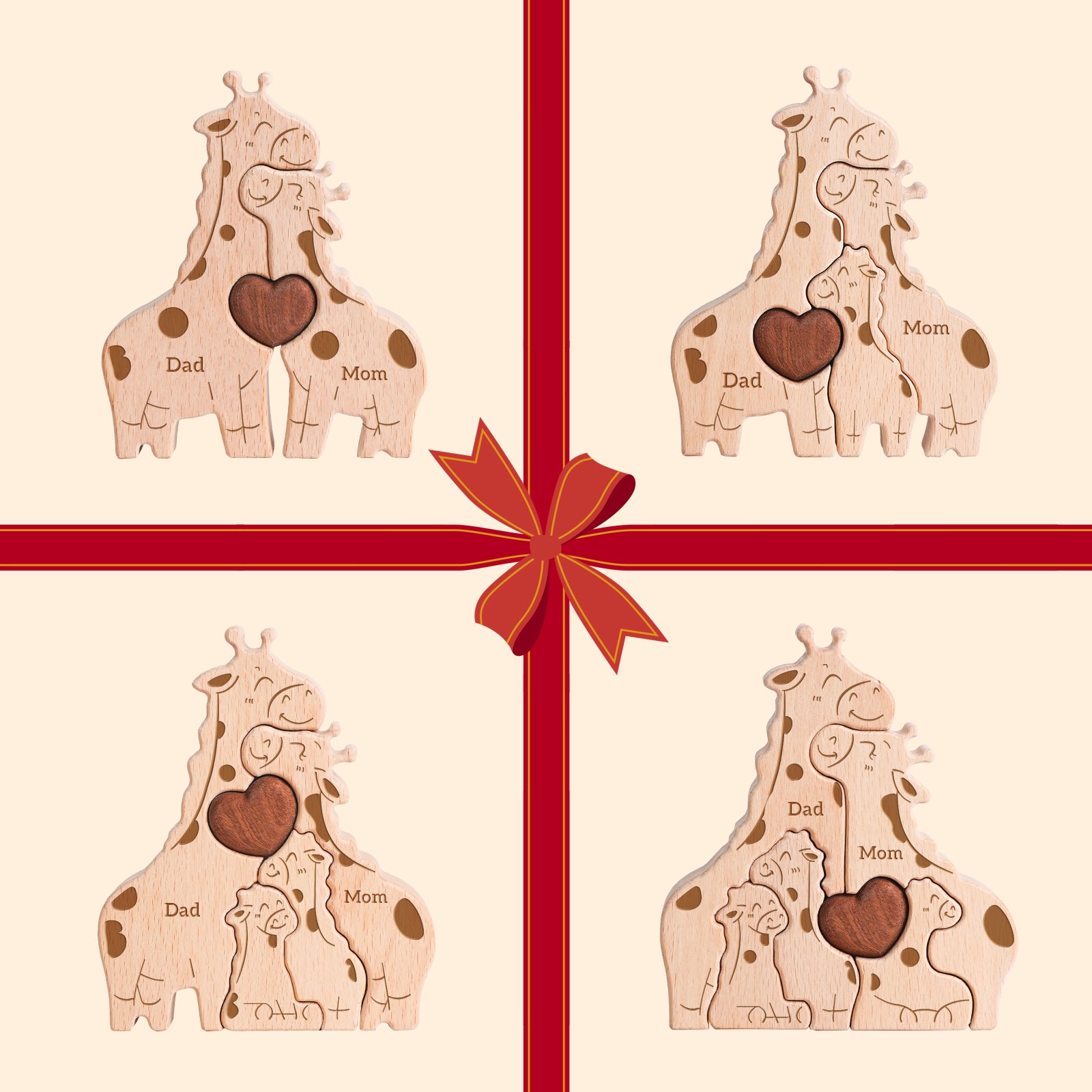 Giraffe Family Puzzle: Savanna Decor, Unique Family Gift