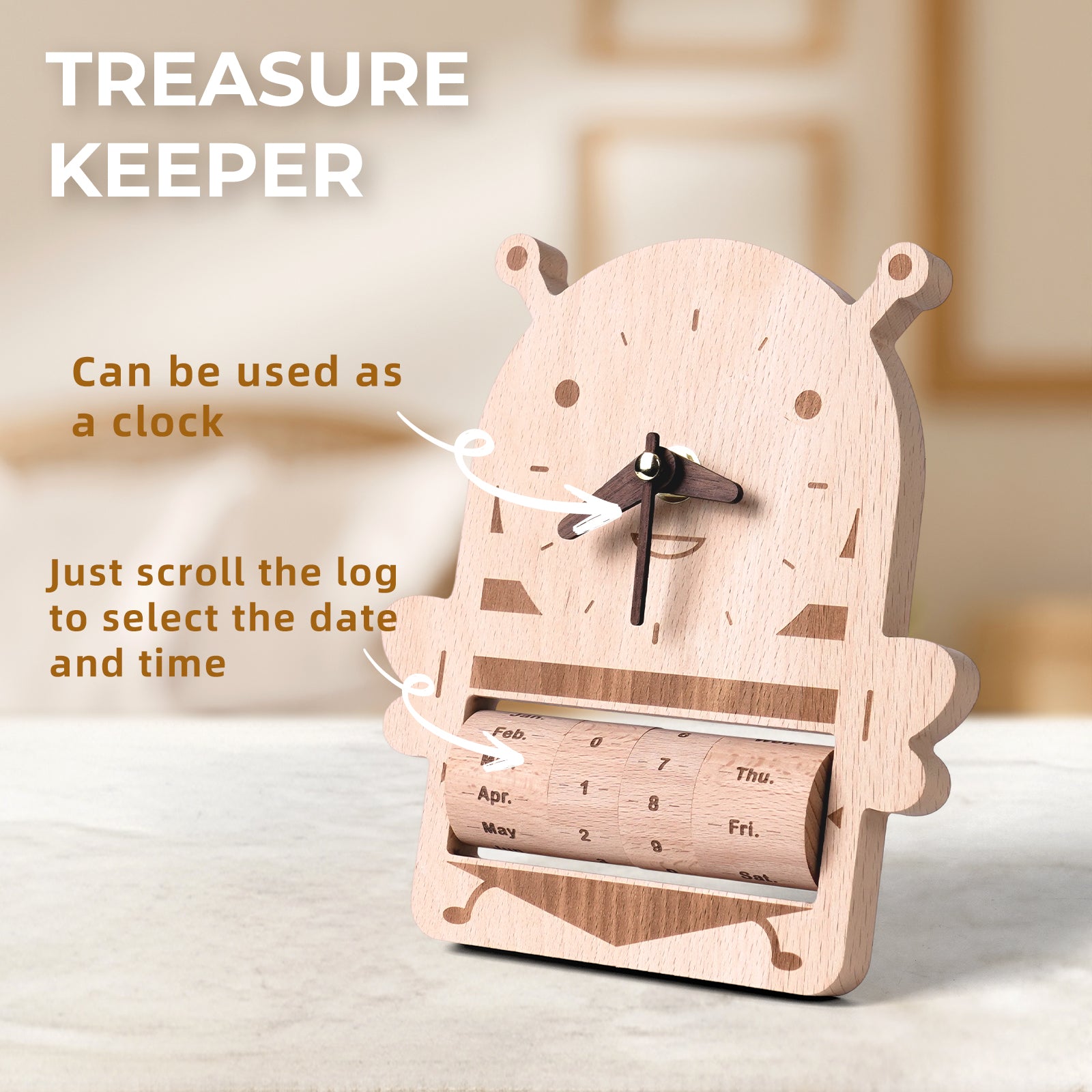 Honeybee Wooden Calendar Clock - Charming Functional Decor & Gift