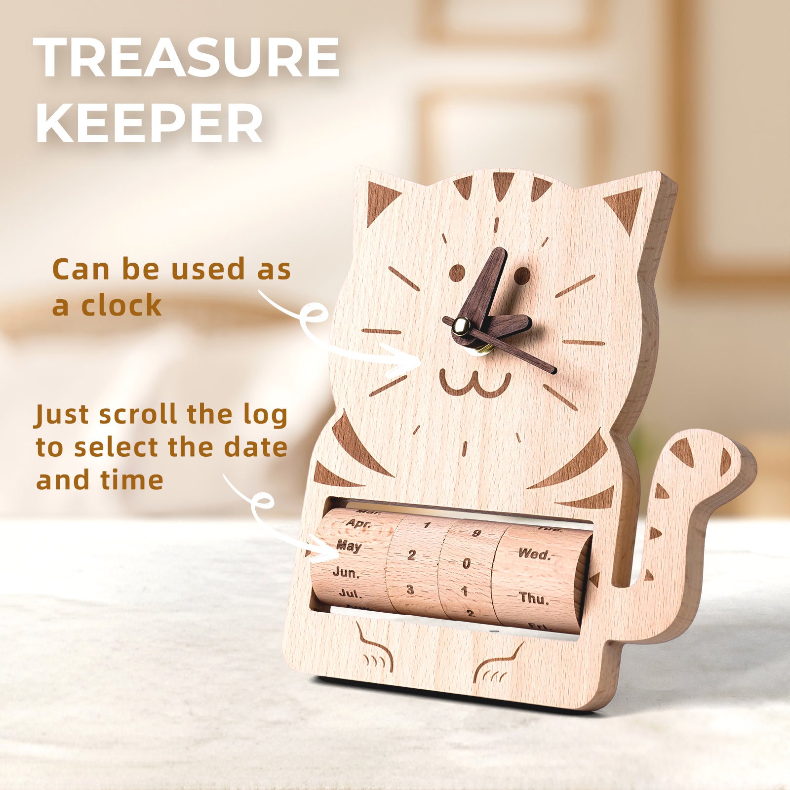 Whimsical Cat Calendar Clock - Purr-fect Timekeeper & Desk Decor