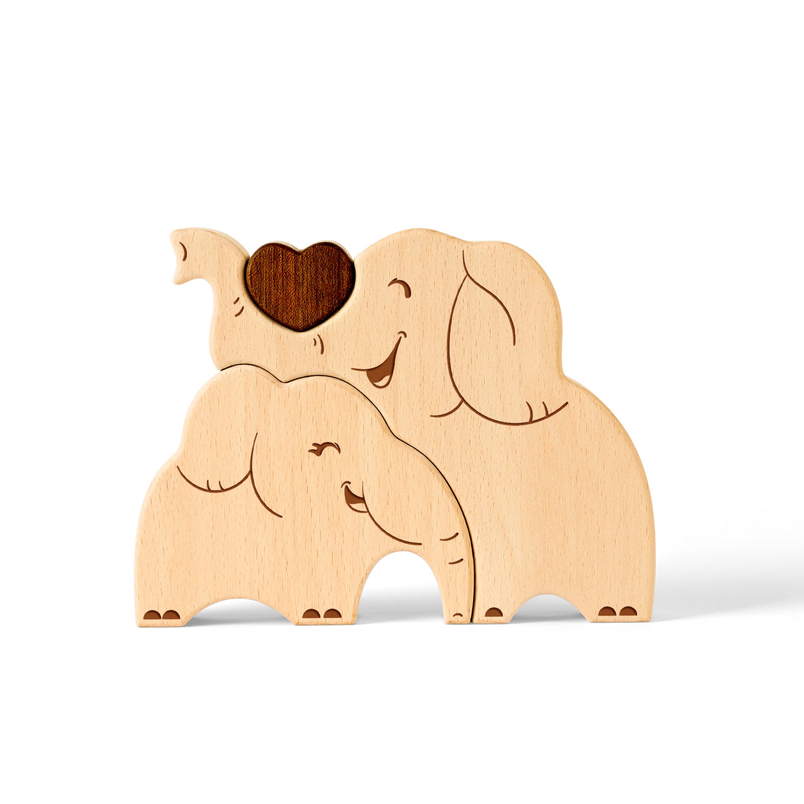 Wooden Elephant Family Set - Heartwarming Keepsake & Personalized Home Decor
