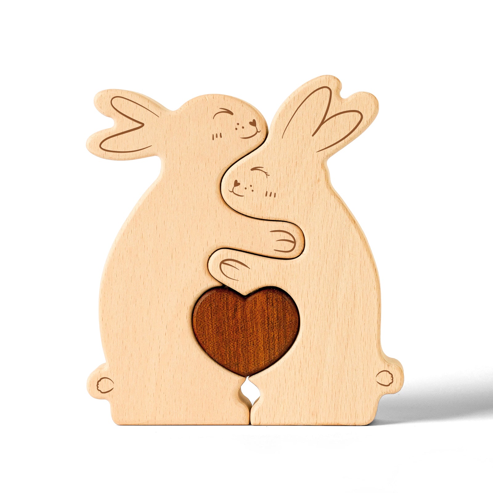 Wooden Rabbit Family Set - Heartwarming Home Decor & Personalized Gift for Every Occasion