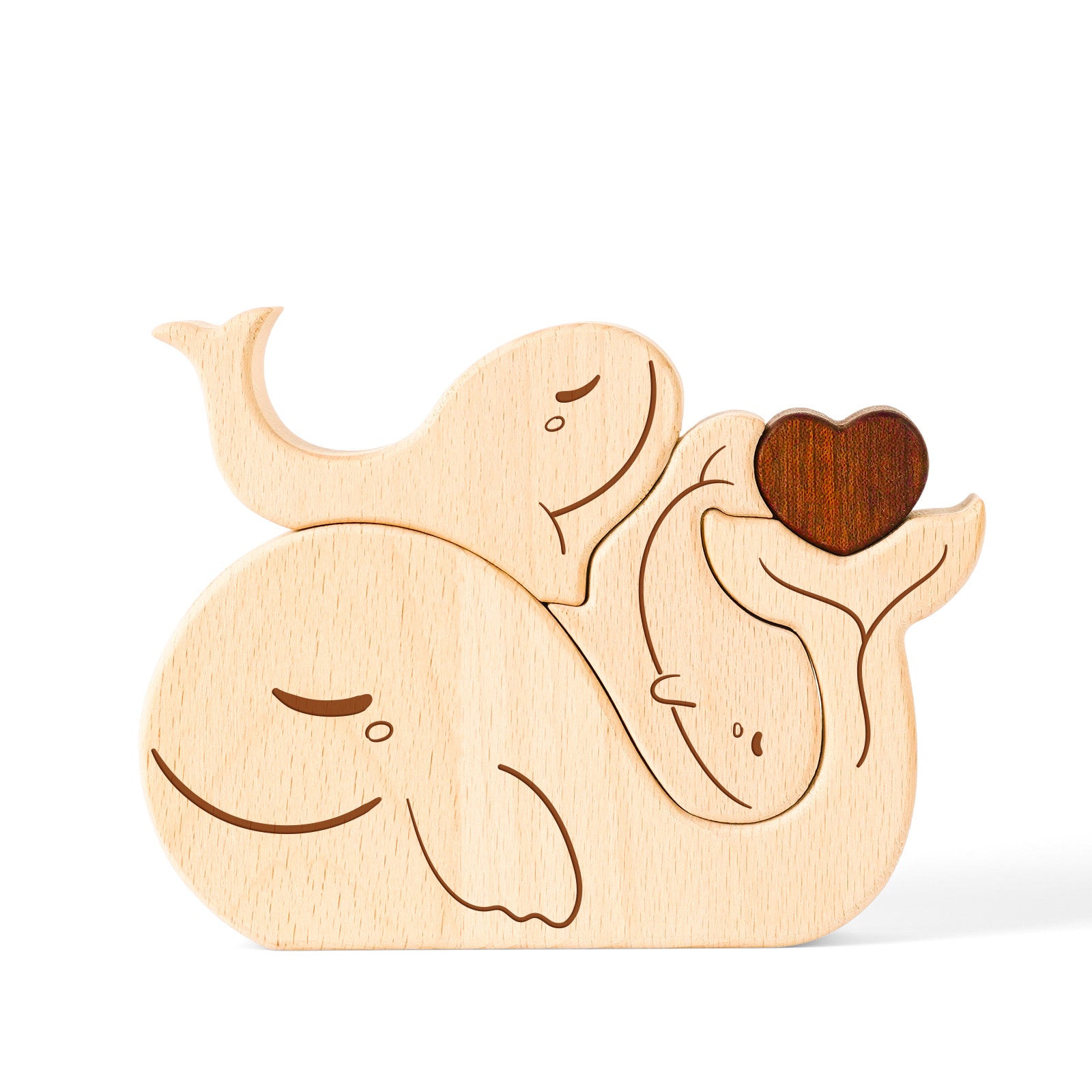 Wooden Whale Family Set - Adorable Home Decor & Meaningful Gift for Loved Ones