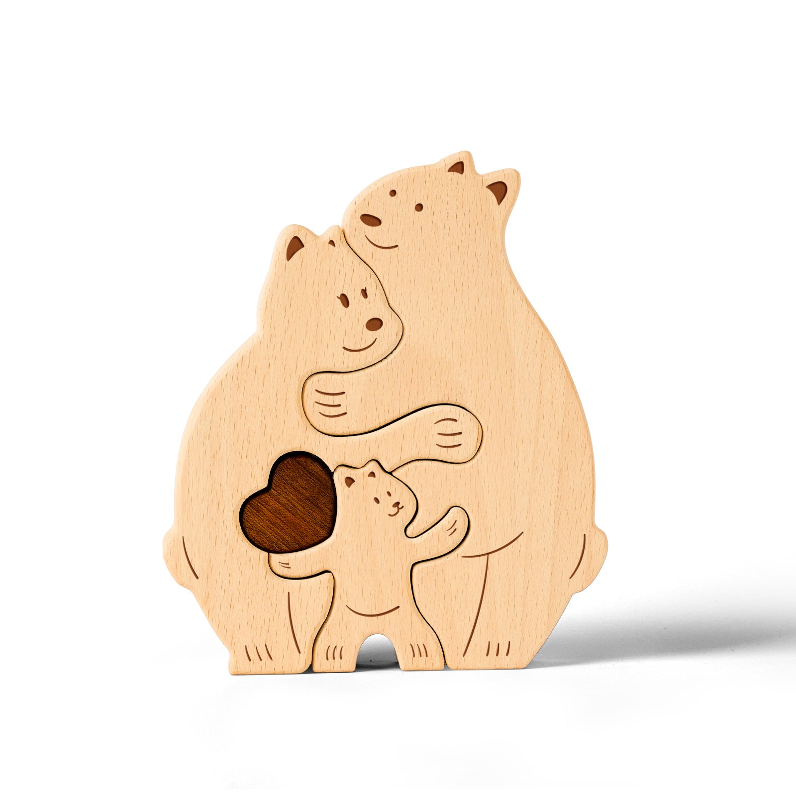 Wooden Bear Family Set - Adorable Personalized Home Decor & Heartwarming Gift