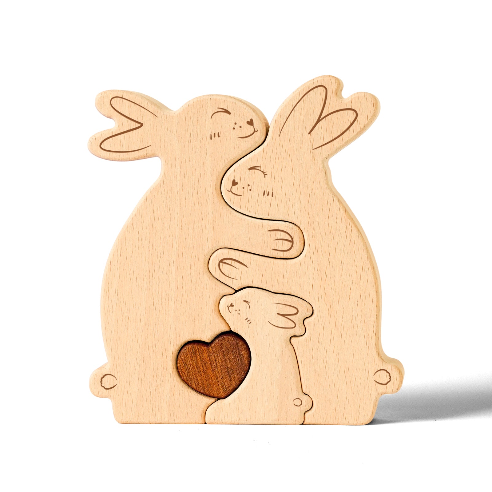 Wooden Rabbit Family Set - Heartwarming Home Decor & Personalized Gift for Every Occasion