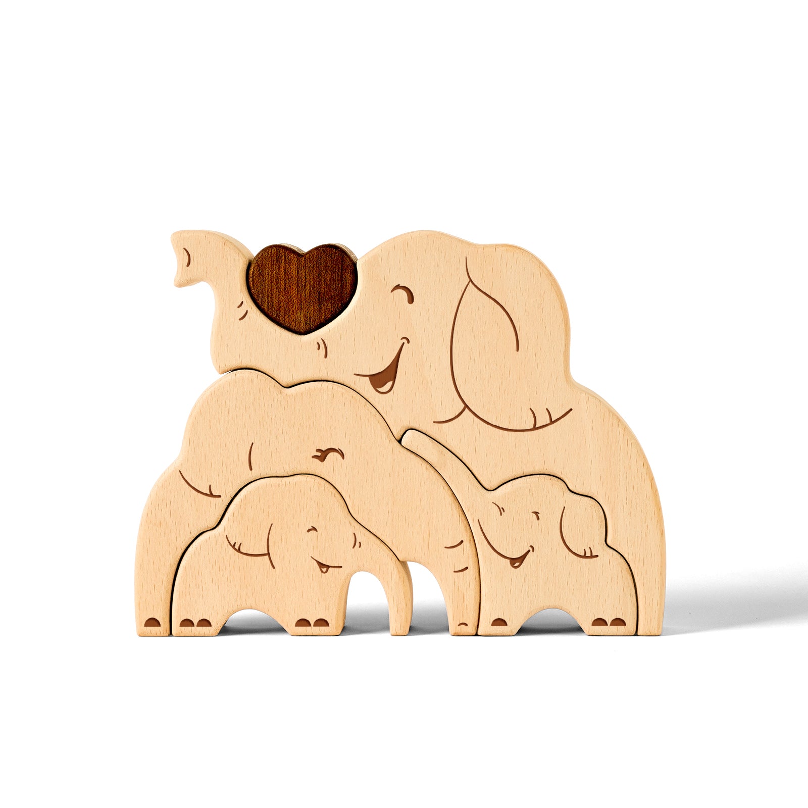 Wooden Elephant Family Set - Heartwarming Keepsake & Personalized Home Decor