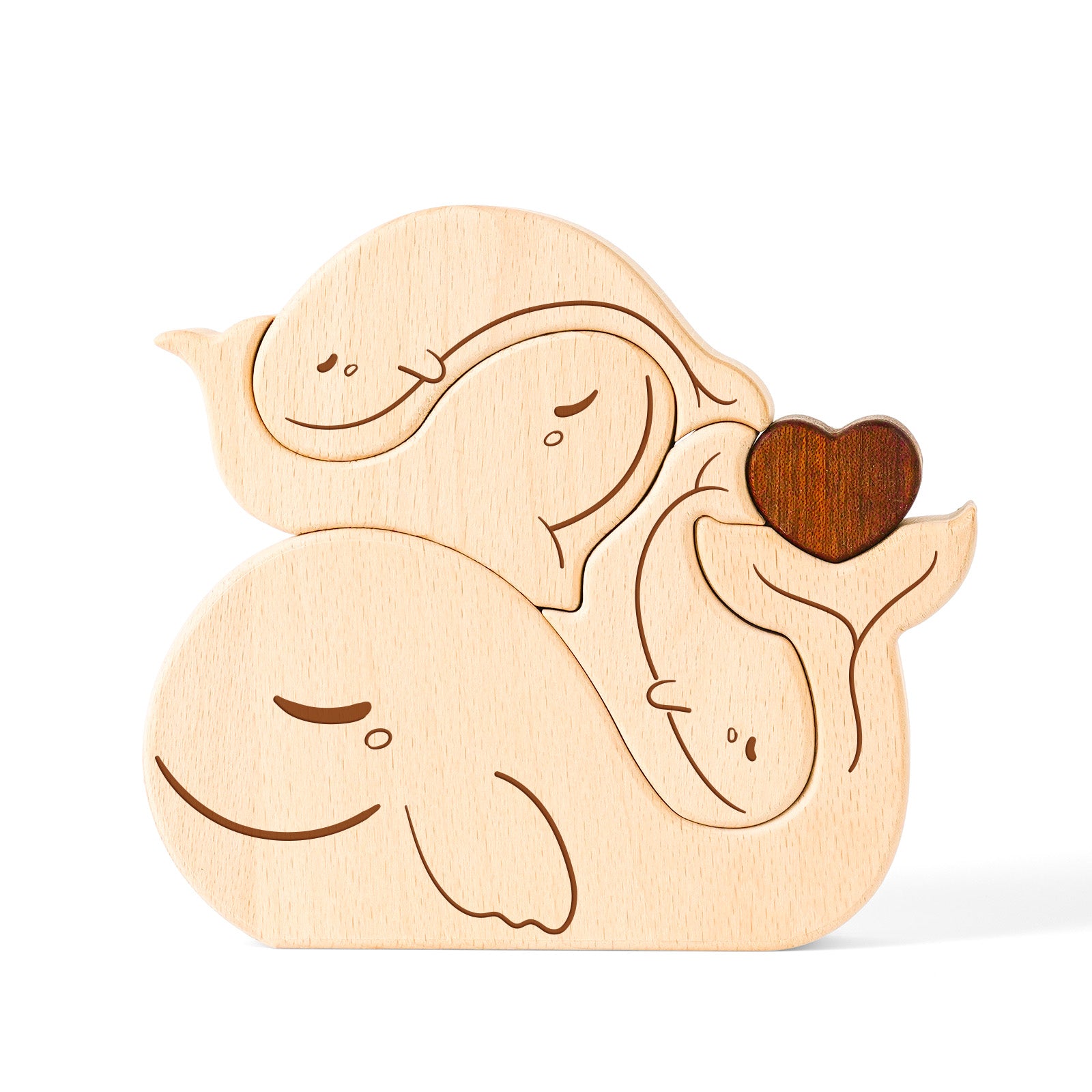 Wooden Whale Family Set - Adorable Home Decor & Meaningful Gift for Loved Ones