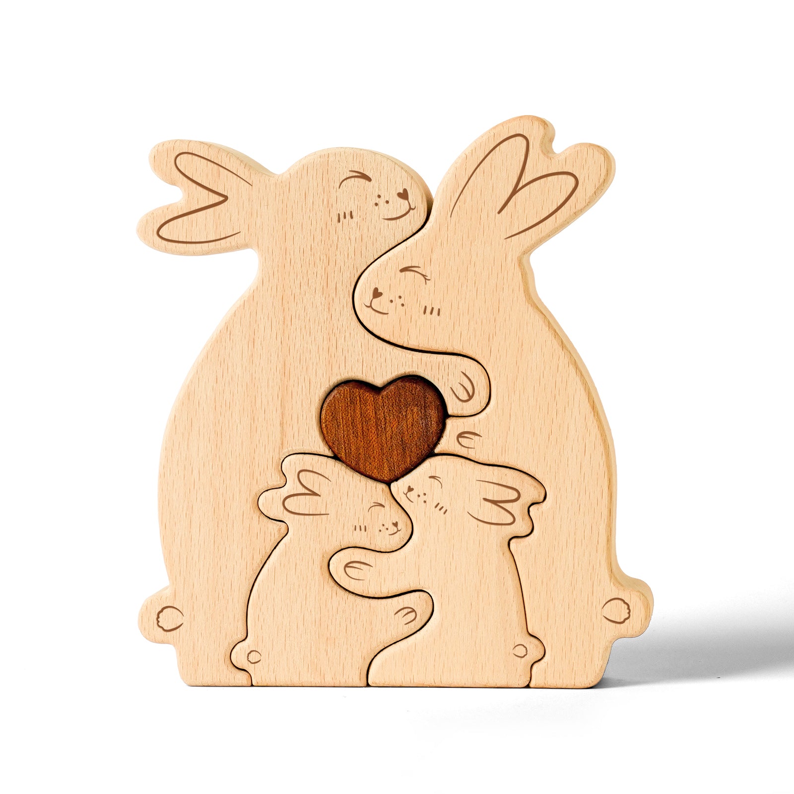 Wooden Rabbit Family Set - Heartwarming Home Decor & Personalized Gift for Every Occasion