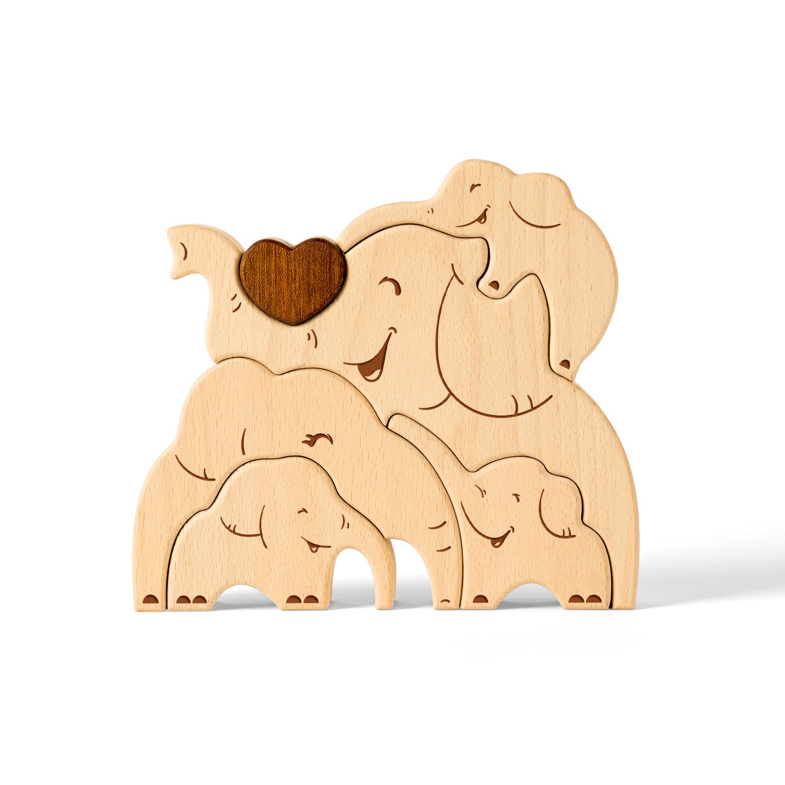 Wooden Elephant Family Set - Heartwarming Keepsake & Personalized Home Decor