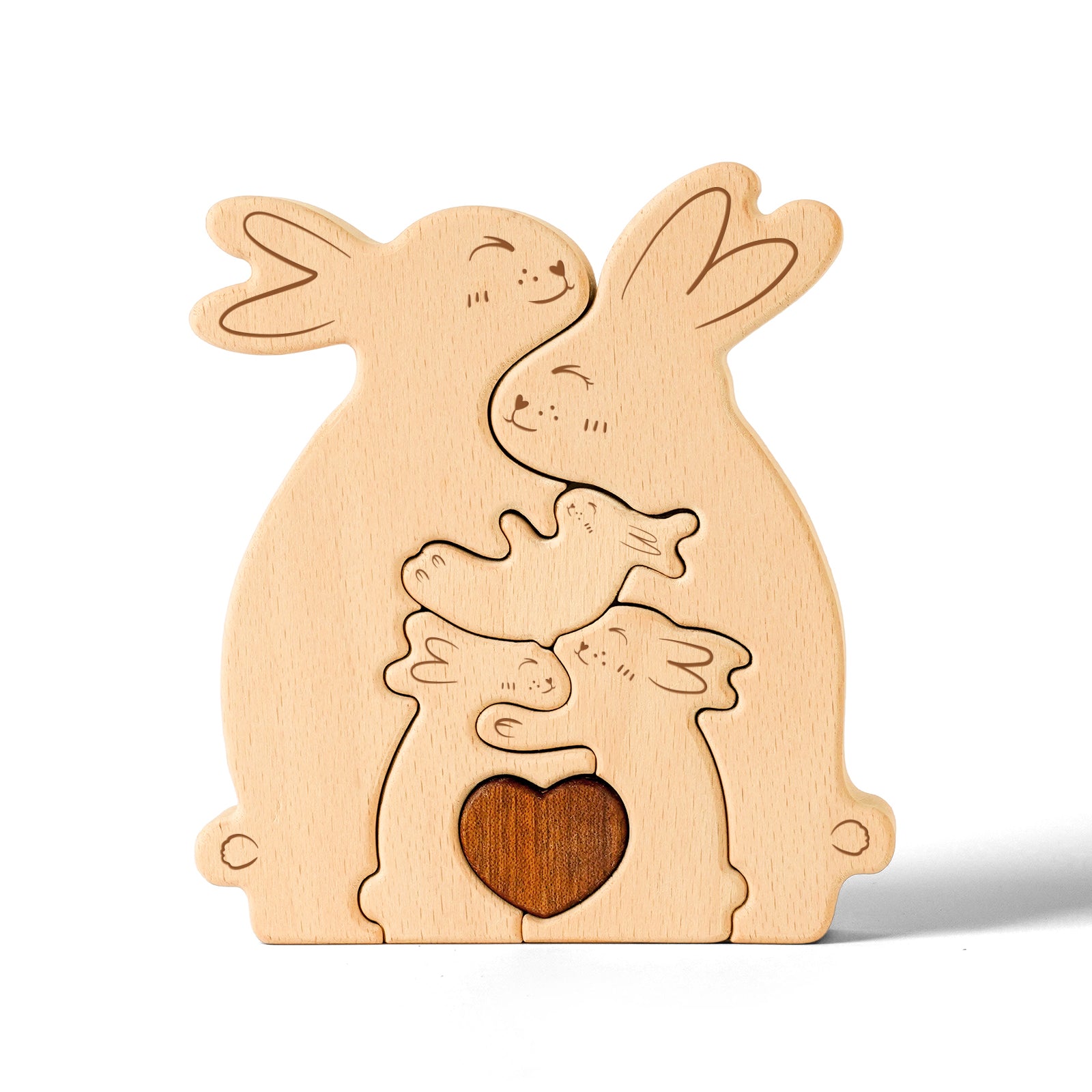 Wooden Rabbit Family Set - Heartwarming Home Decor & Personalized Gift for Every Occasion