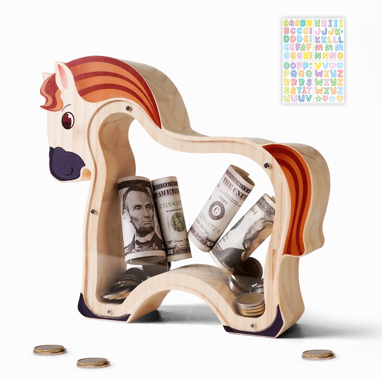 Wooden Horse Piggy Bank: Elegant Money Keeper & Decorative Gift