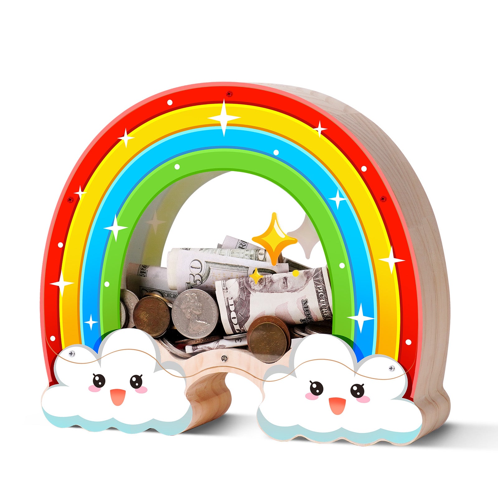 Rainbow Money Bank with Cloud Design – Fun & Cute Coin Bank for Kids