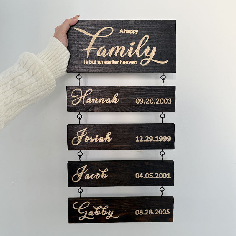 Personalized Family & Grandkids Hanging Sign | Deep Engraved Edition