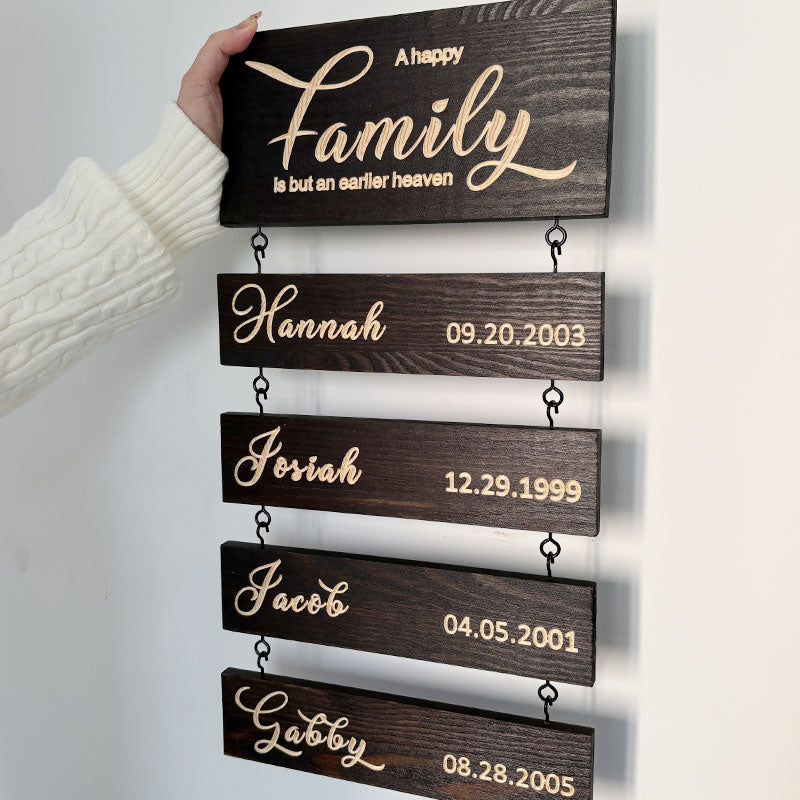 Personalized Family & Grandkids Hanging Sign | Deep Engraved Edition
