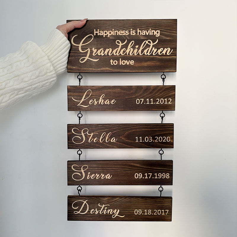 Personalized Family & Grandkids Hanging Sign | Deep Engraved Edition