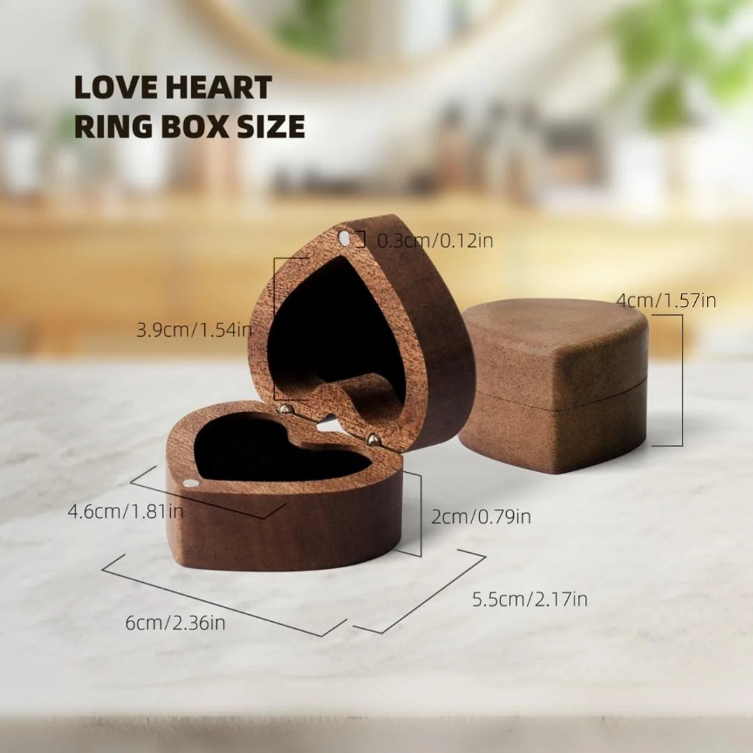 Elegant Heart-Shaped Wooden Ring Box – Perfect for Proposals, Weddings & Jewelry Storage