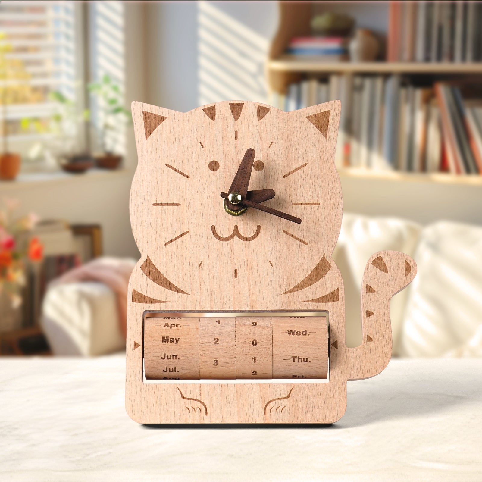 Whimsical Cat Calendar Clock - Purr-fect Timekeeper & Desk Decor