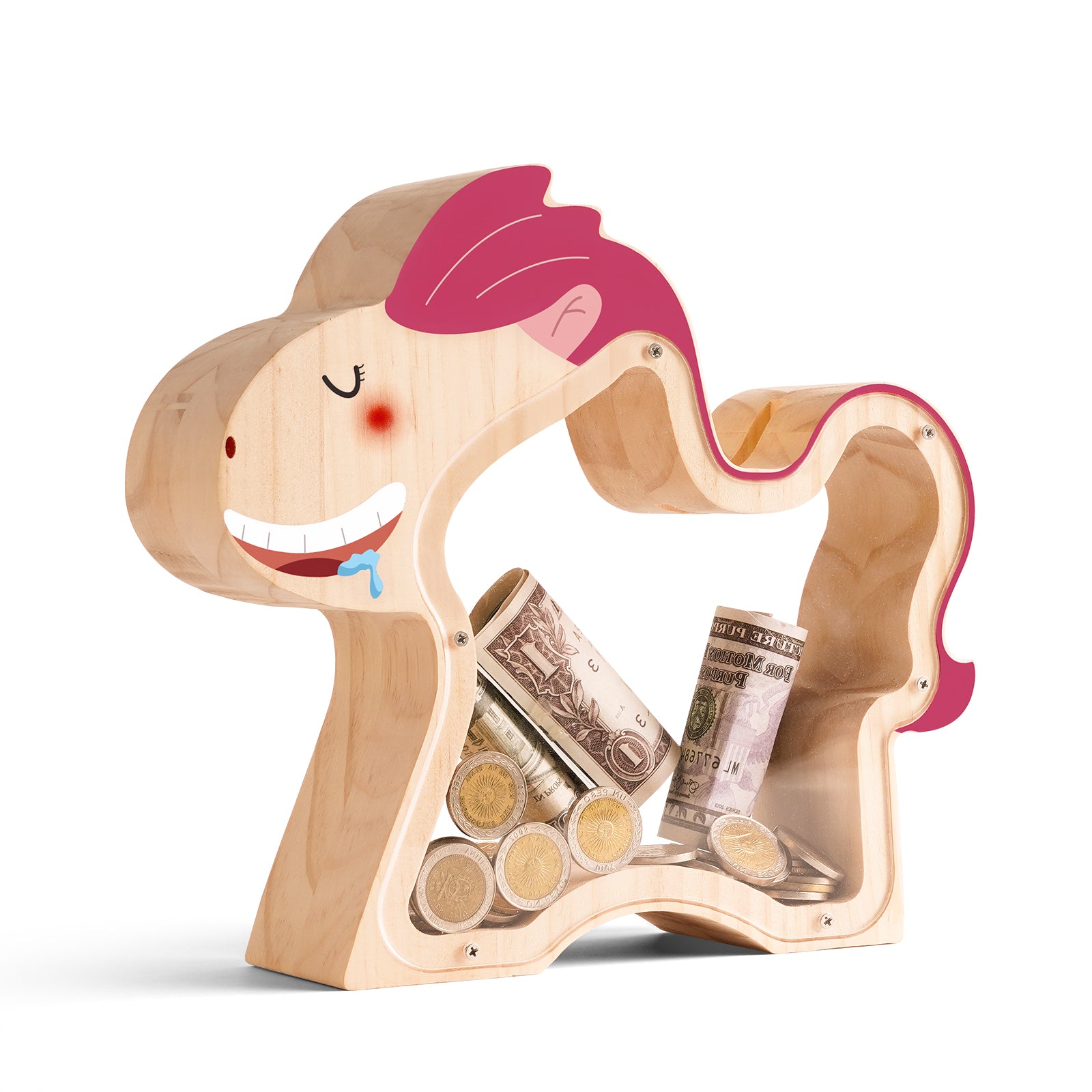 Wooden Horse Piggy Bank: Elegant Money Keeper & Decorative Gift