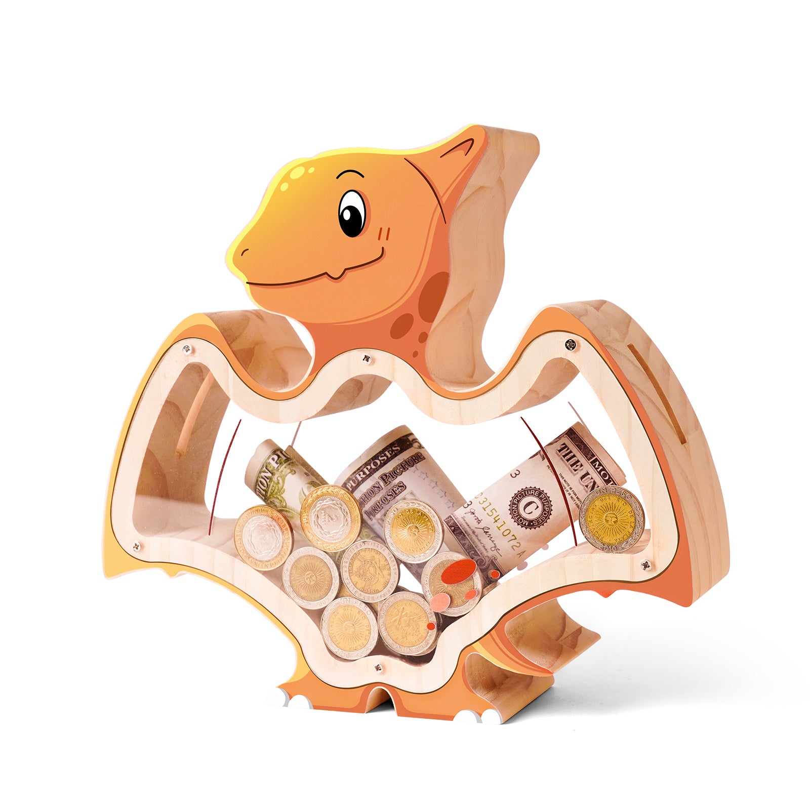 Wooden Pterosaur Piggy Bank: Prehistoric Savings Adventure for Dino Lovers