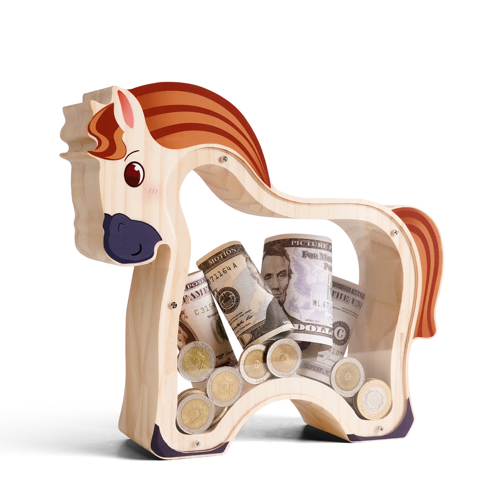 Wooden Horse Piggy Bank: Elegant Money Keeper & Decorative Gift