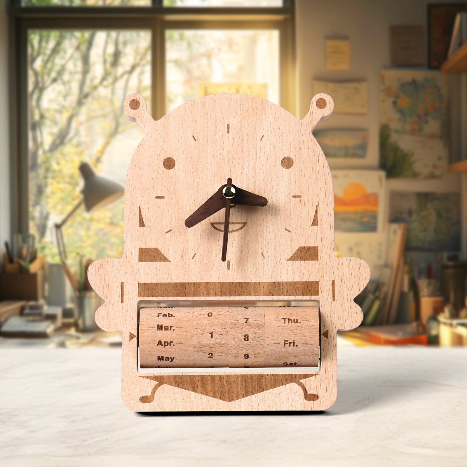 Honeybee Wooden Calendar Clock - Charming Functional Decor & Gift