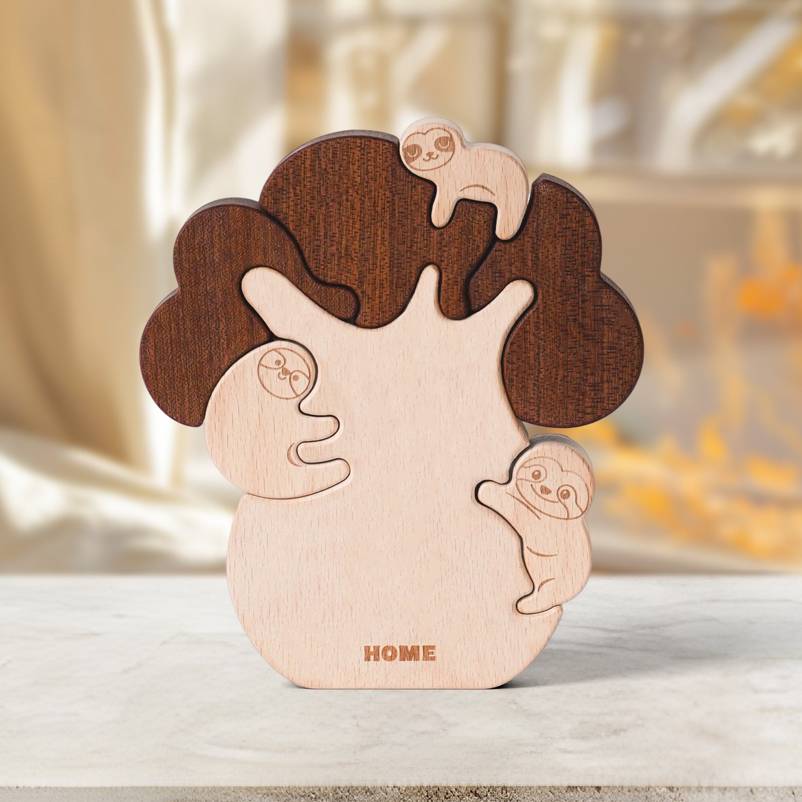 "Sloth Sanctuary" Wooden Hugging Statue - Charming Slow Living Decor & Gift