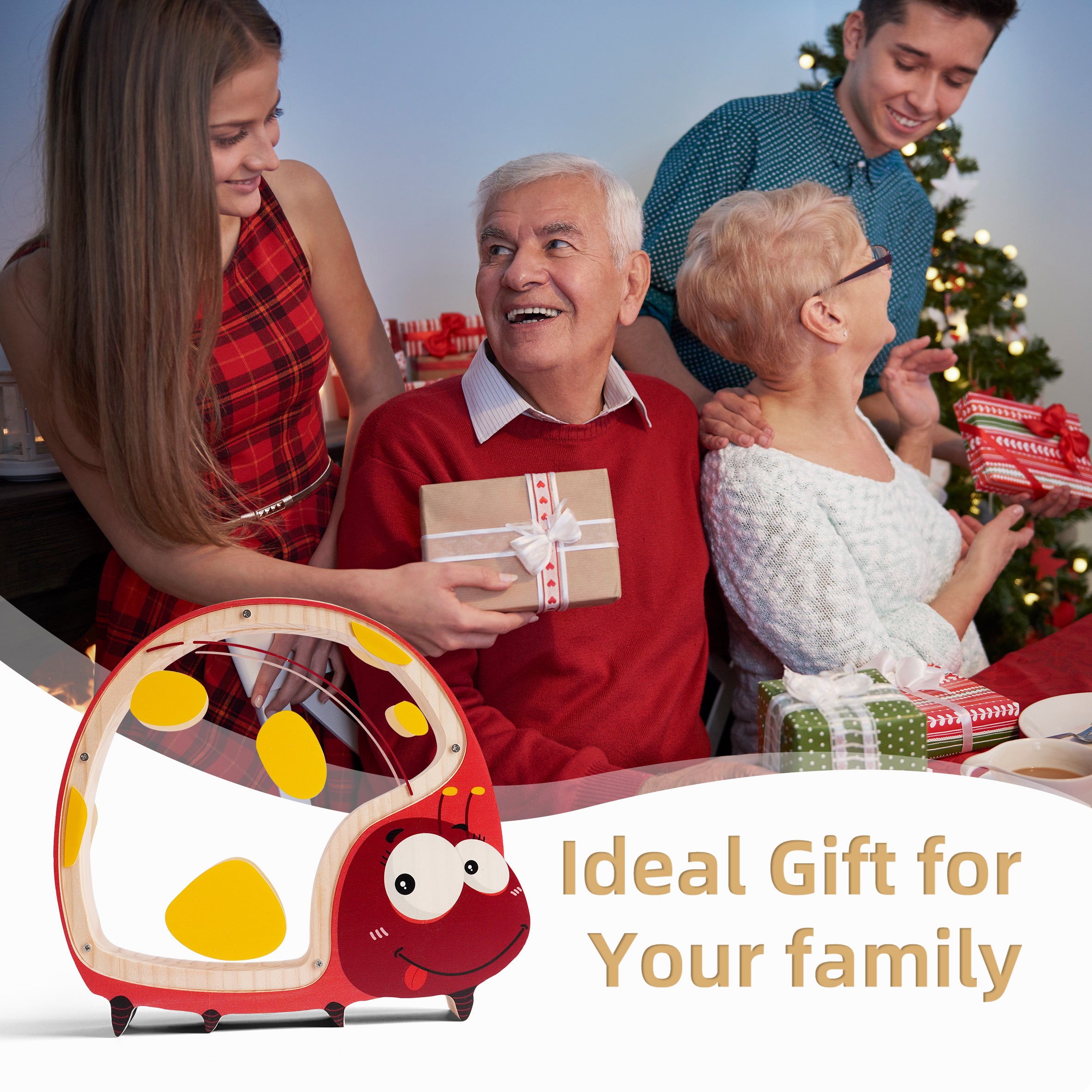 Wooden Ladybug Piggy Bank - Adorable & Educational Money Box for Kids