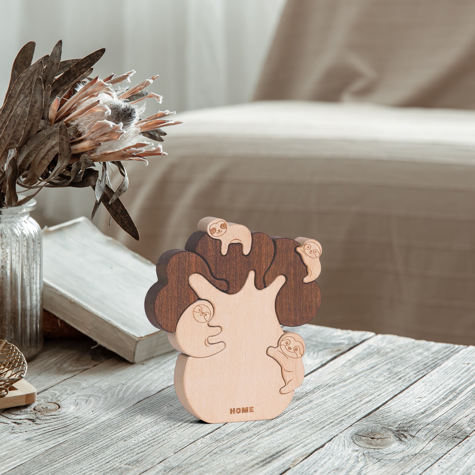 "Sloth Sanctuary" Wooden Hugging Statue - Charming Slow Living Decor & Gift