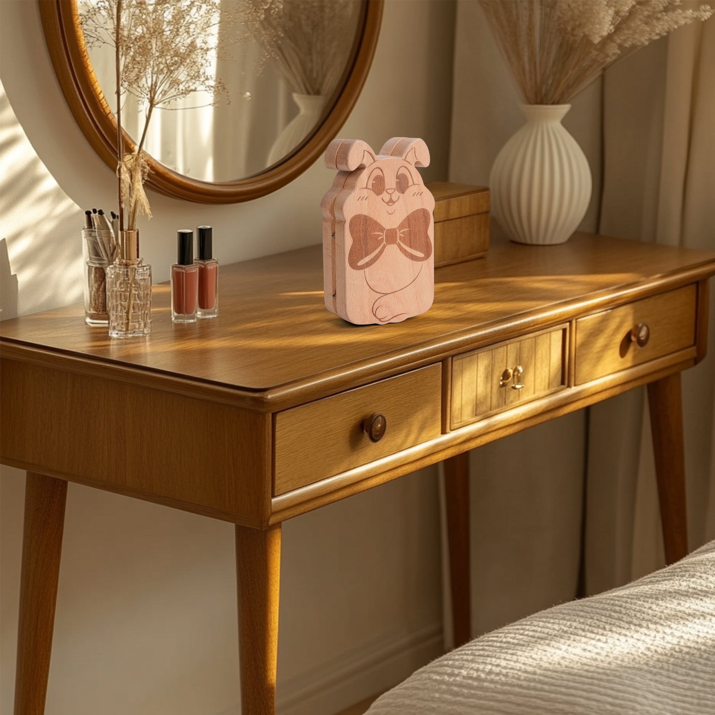 Bunny Wooden Jewelry Box – Whimsical Storage Meets Elegant Functionality