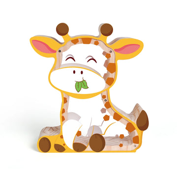 Wooden Giraffe Piggy Bank for Kids – Transparent Acrylic Money Box