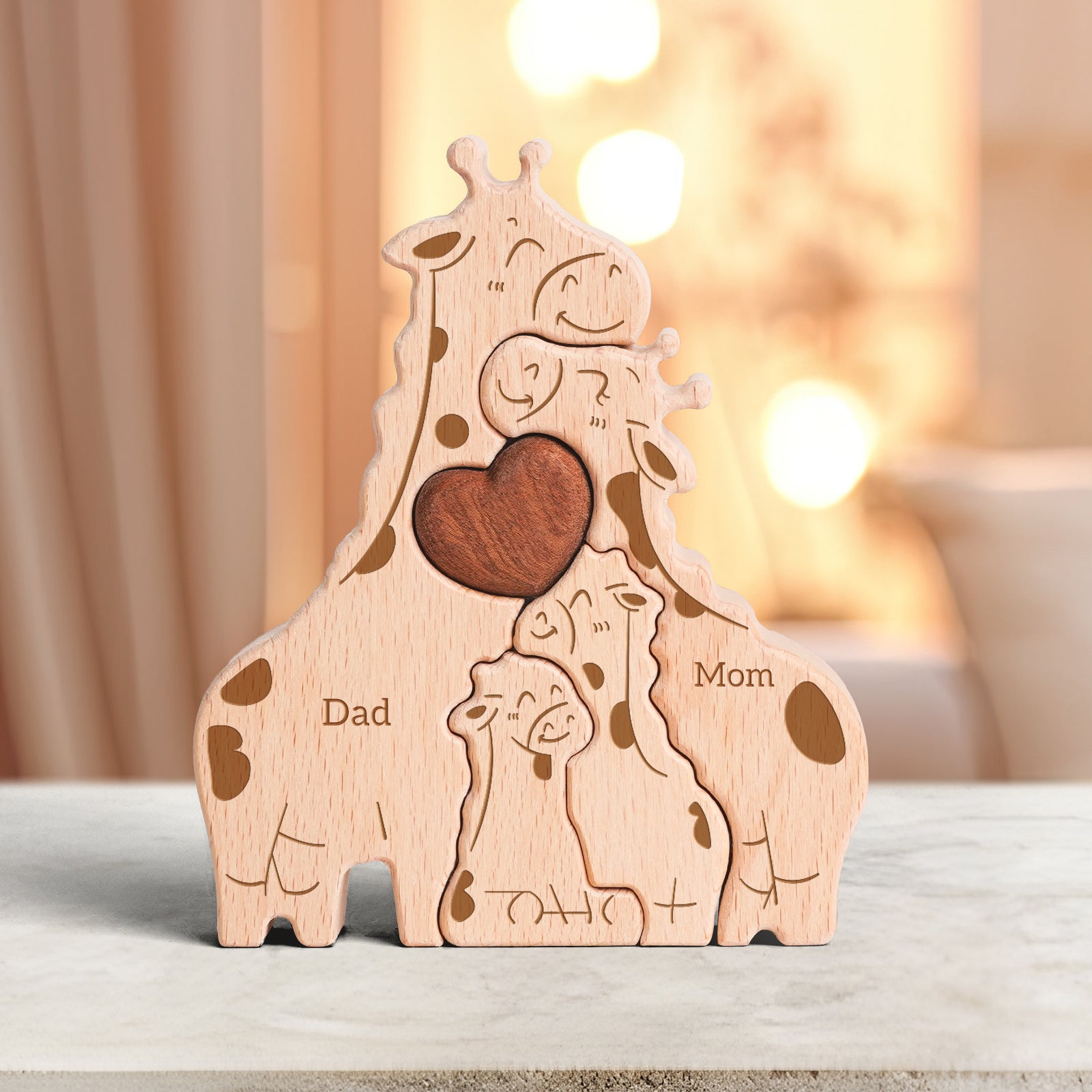 Giraffe Family Puzzle: Savanna Decor, Unique Family Gift