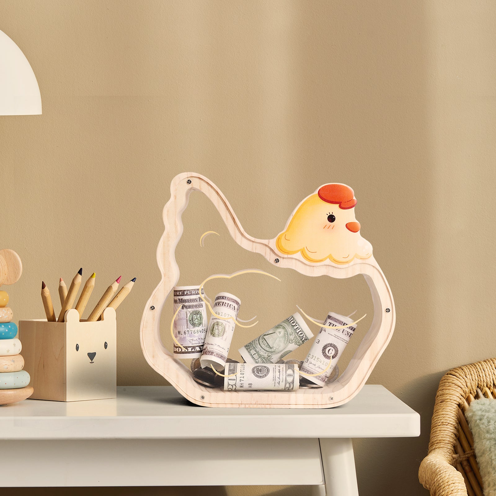Chick-Shaped Coin Bank: Hand-Paintable, Cute Animal Gift for Kids