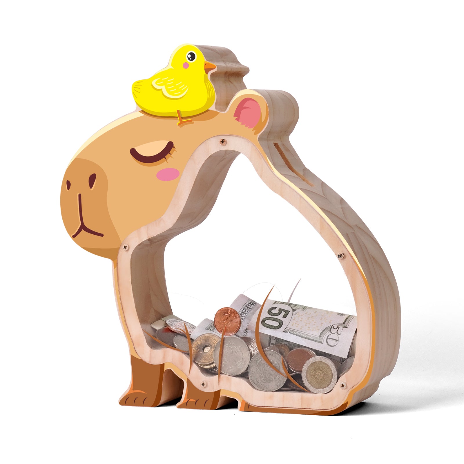 Capybara Money Bank – Double-Sided Transparent Coin Bank for Kids