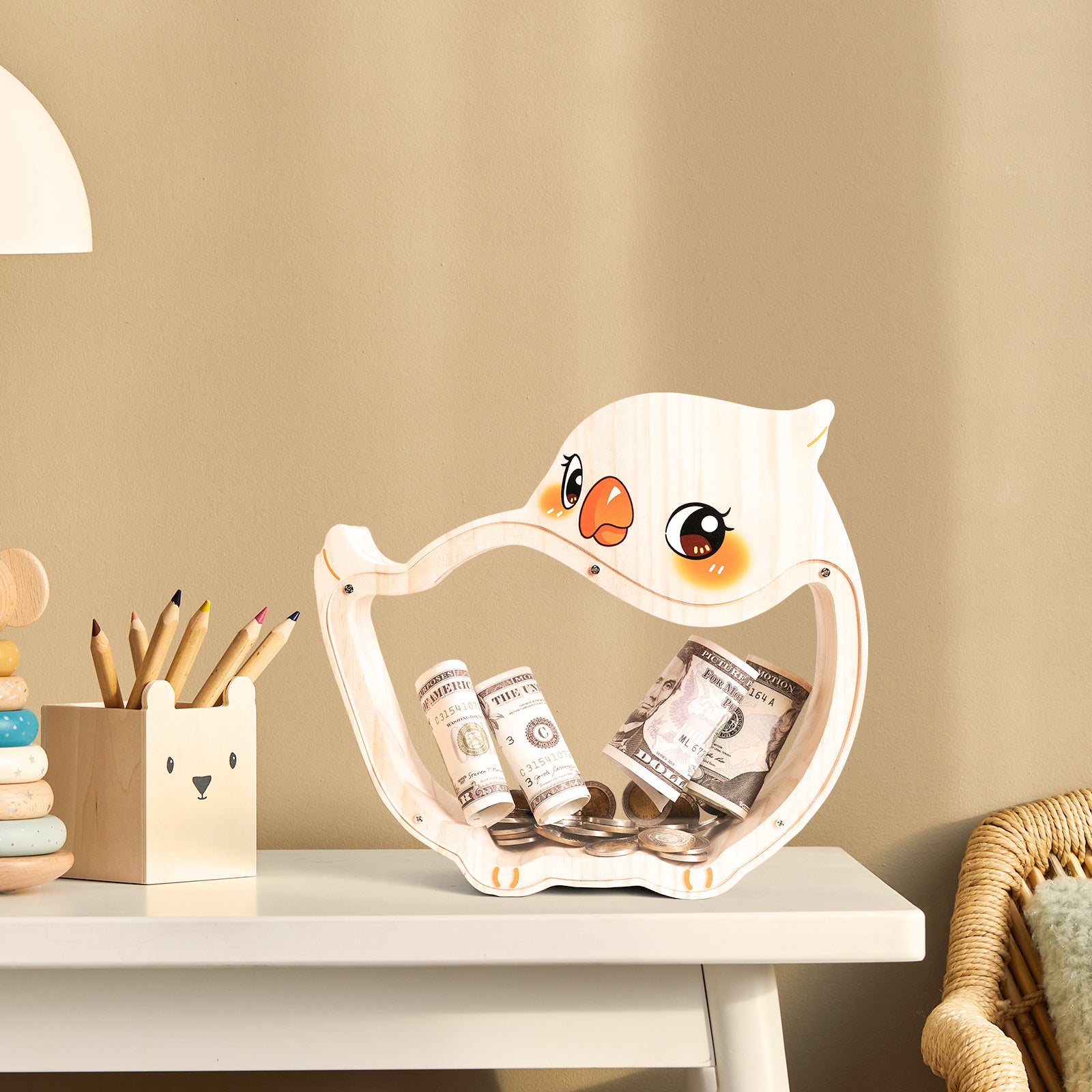 Parrot Coin Bank: Cute, Hand-Painted, Durable