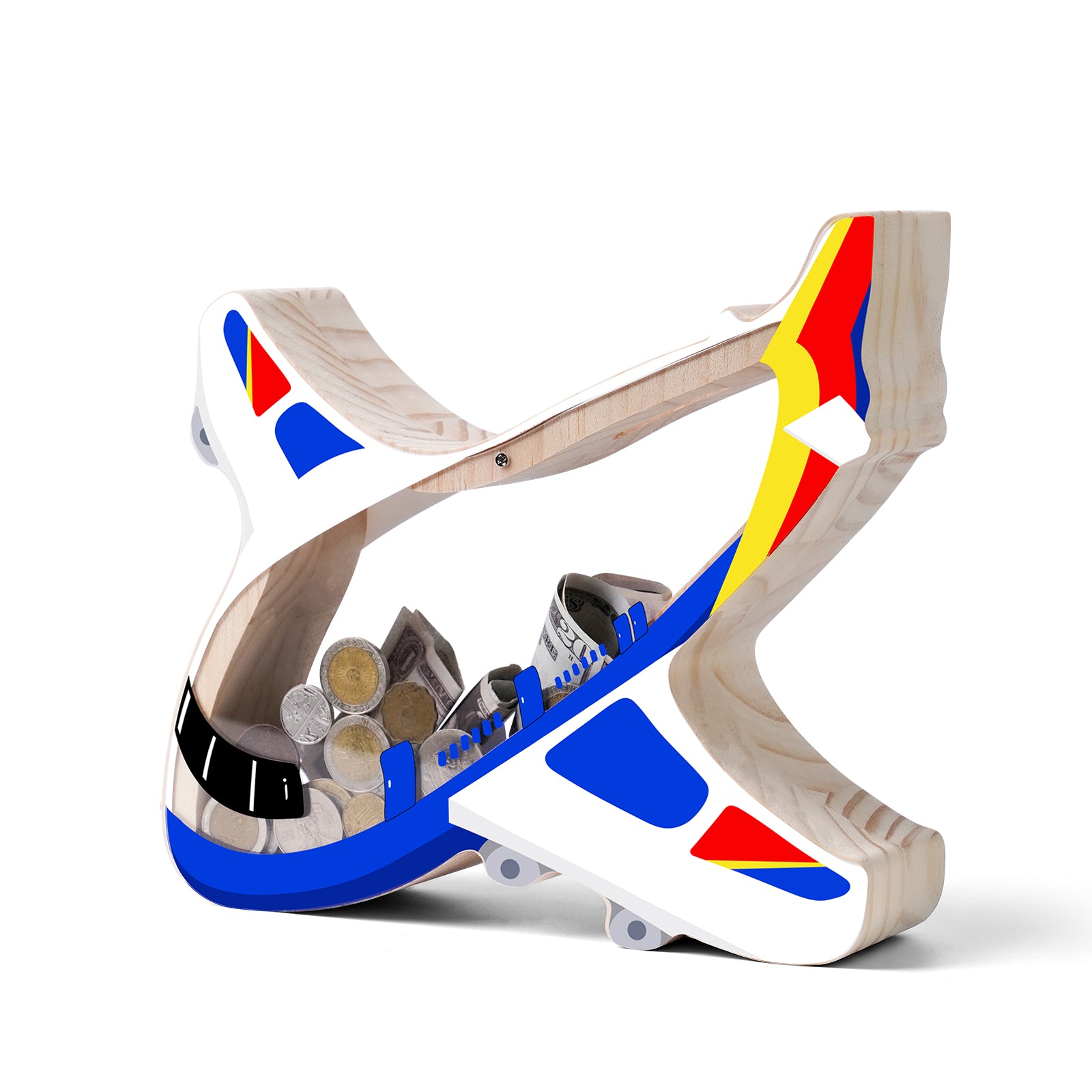 Airplane-Shaped Wooden Piggy Bank – Unique Coin & Cash Saver for Kids, Fun Savings Jar for Boys and Girls