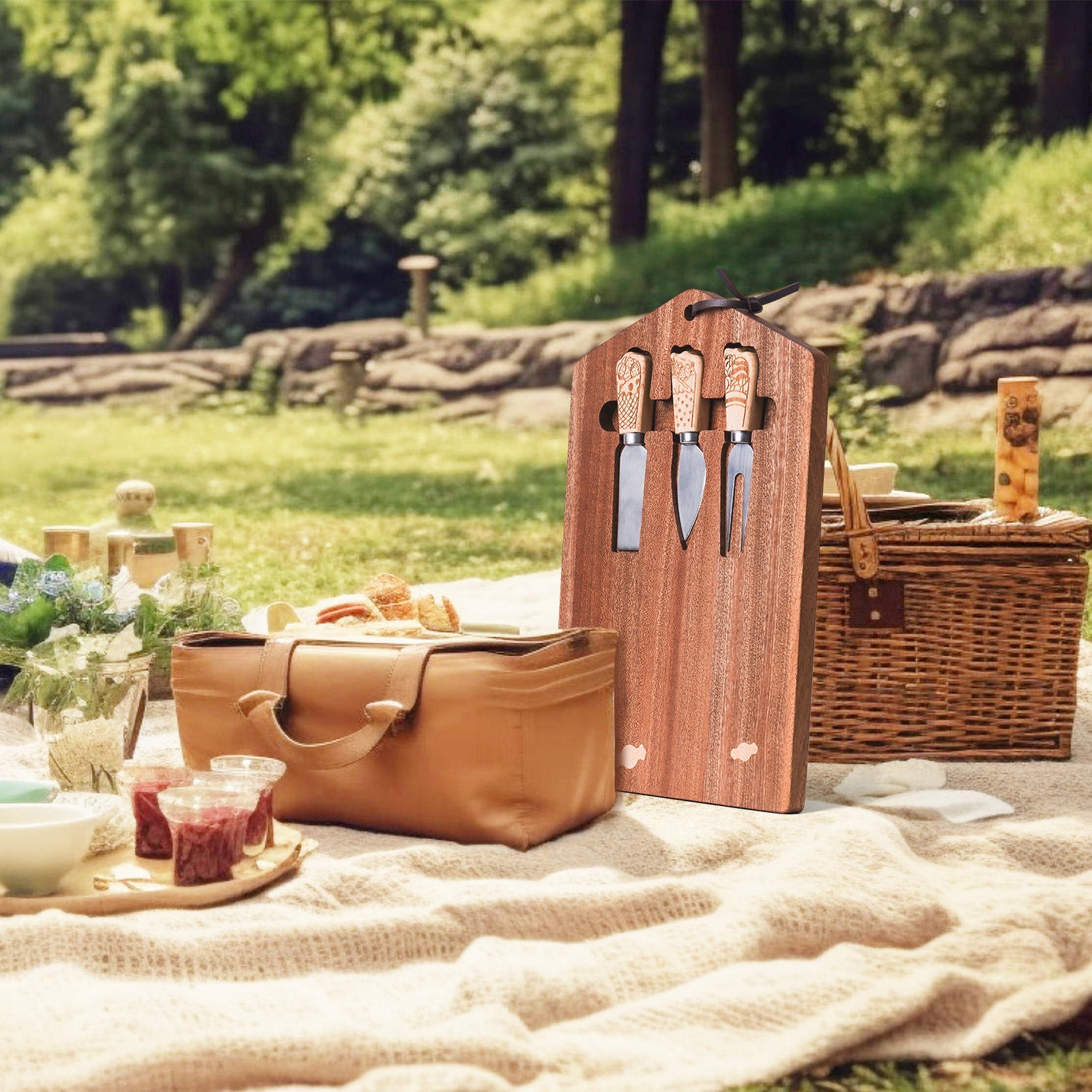 Wooden Cheese Knife Set with Candy-Themed Cutting Board – Fun Gift for Kids & Families