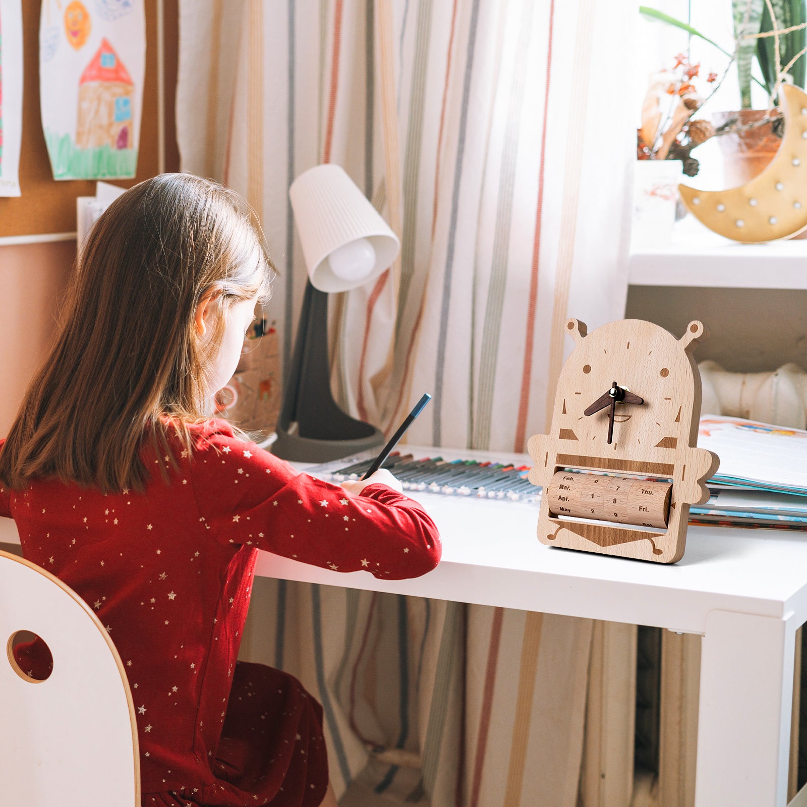 Honeybee Wooden Calendar Clock - Charming Functional Decor & Gift