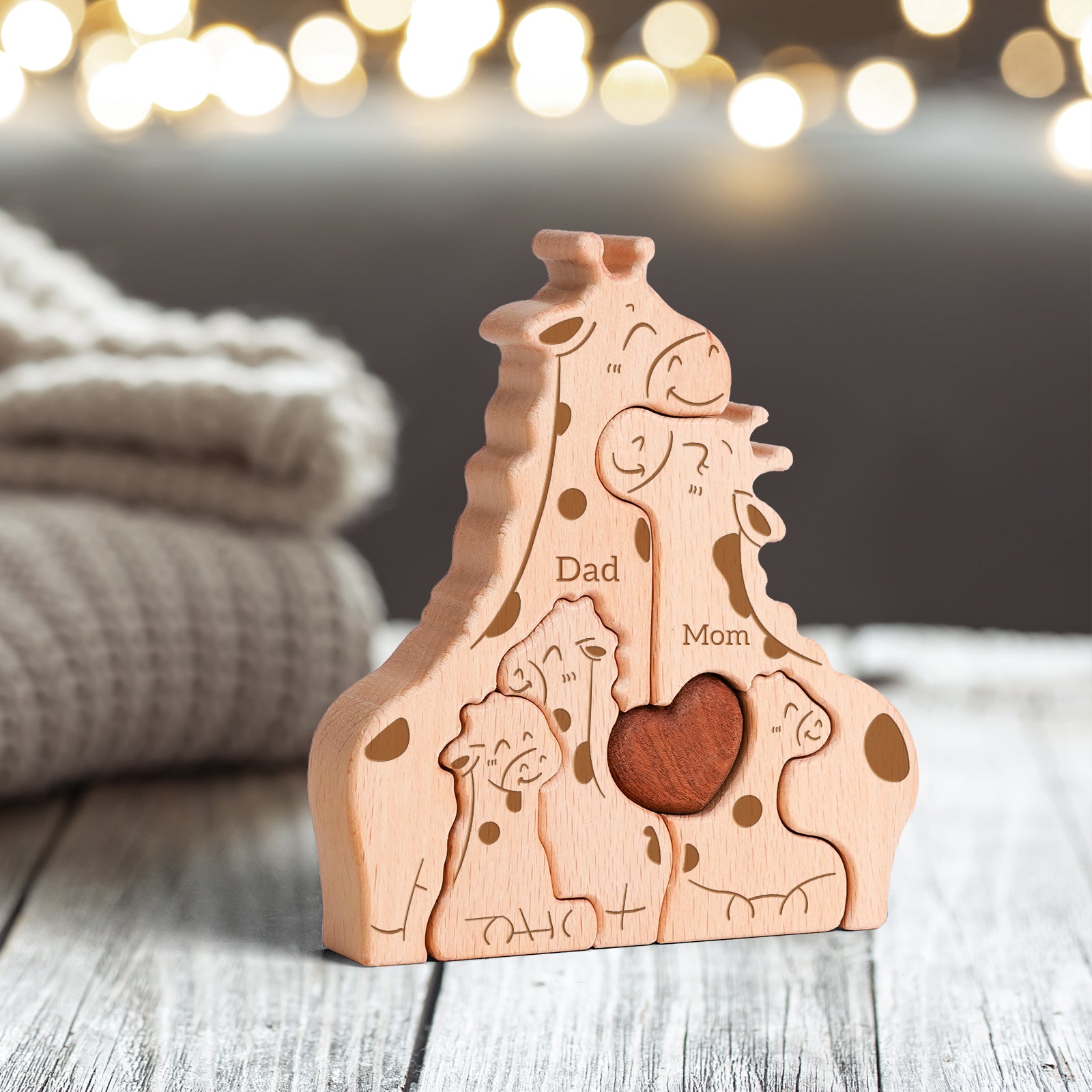 Giraffe Family Puzzle: Savanna Decor, Unique Family Gift