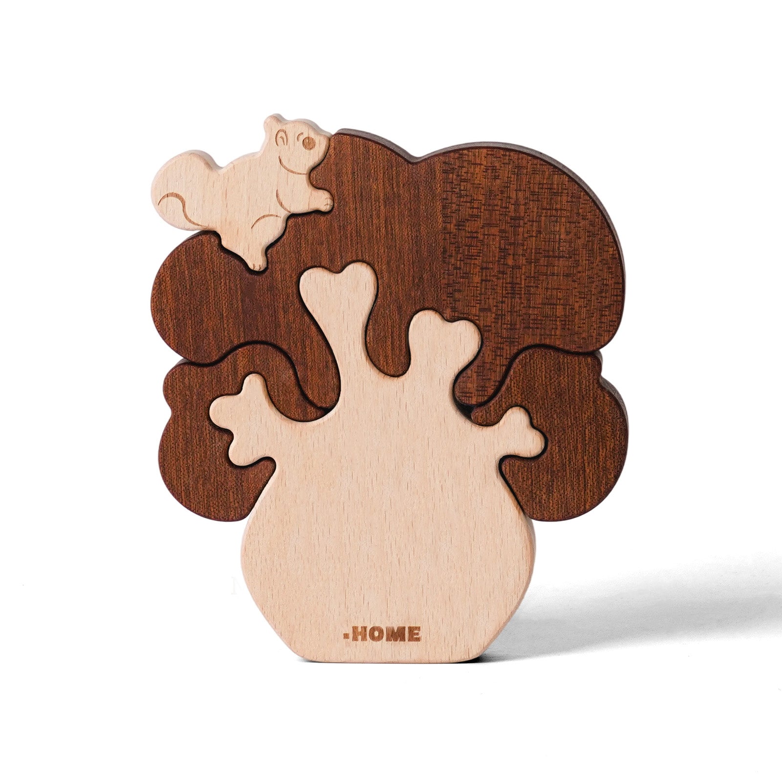 "Whimsical Squirrel Tree" Wooden Hugging Statue - Playful Forest Decor & Gift