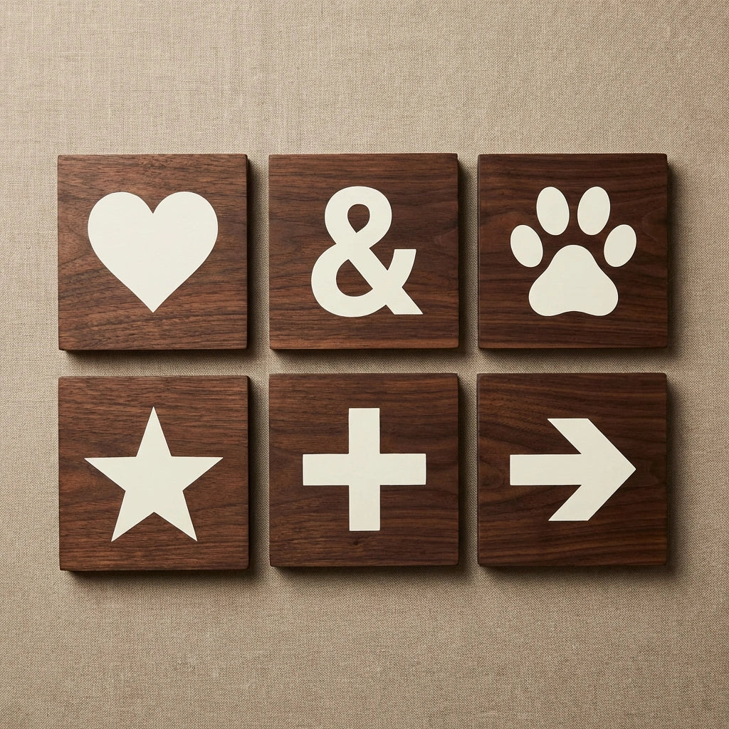 Symbol & Icon Tiles (Connectors) | Heart, &, Star, Paw Print