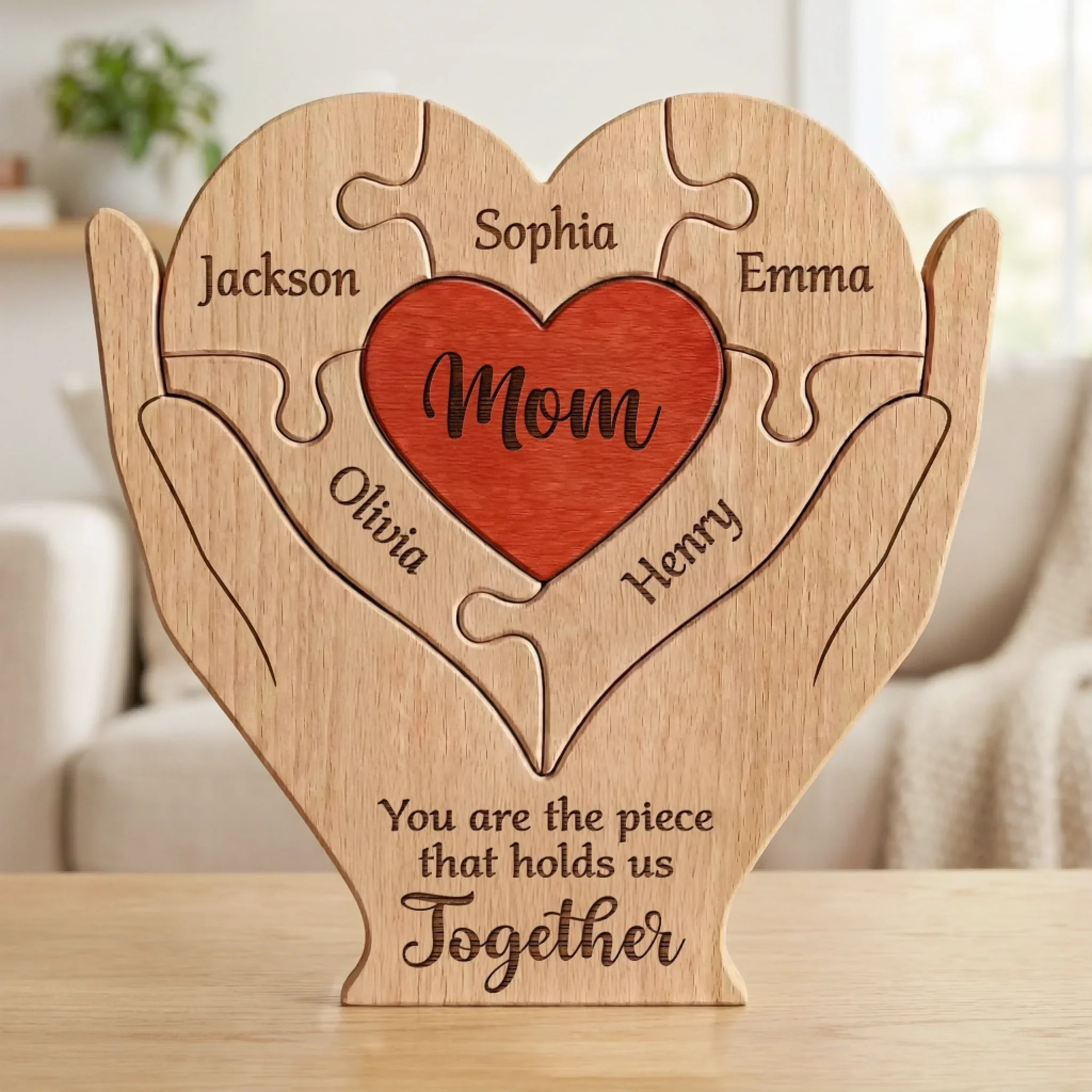 Custom Shaped Wooden Art Puzzle - Love Never Fades