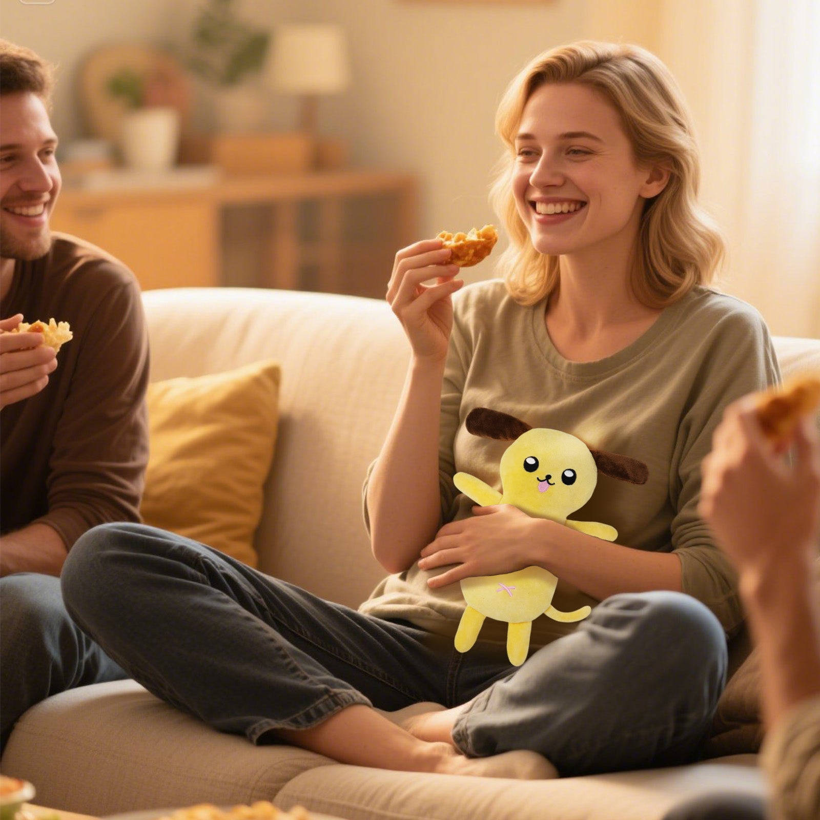 Warm baby dolls, in the shape of yellow dogs, a warm gift for family, friends or yourself