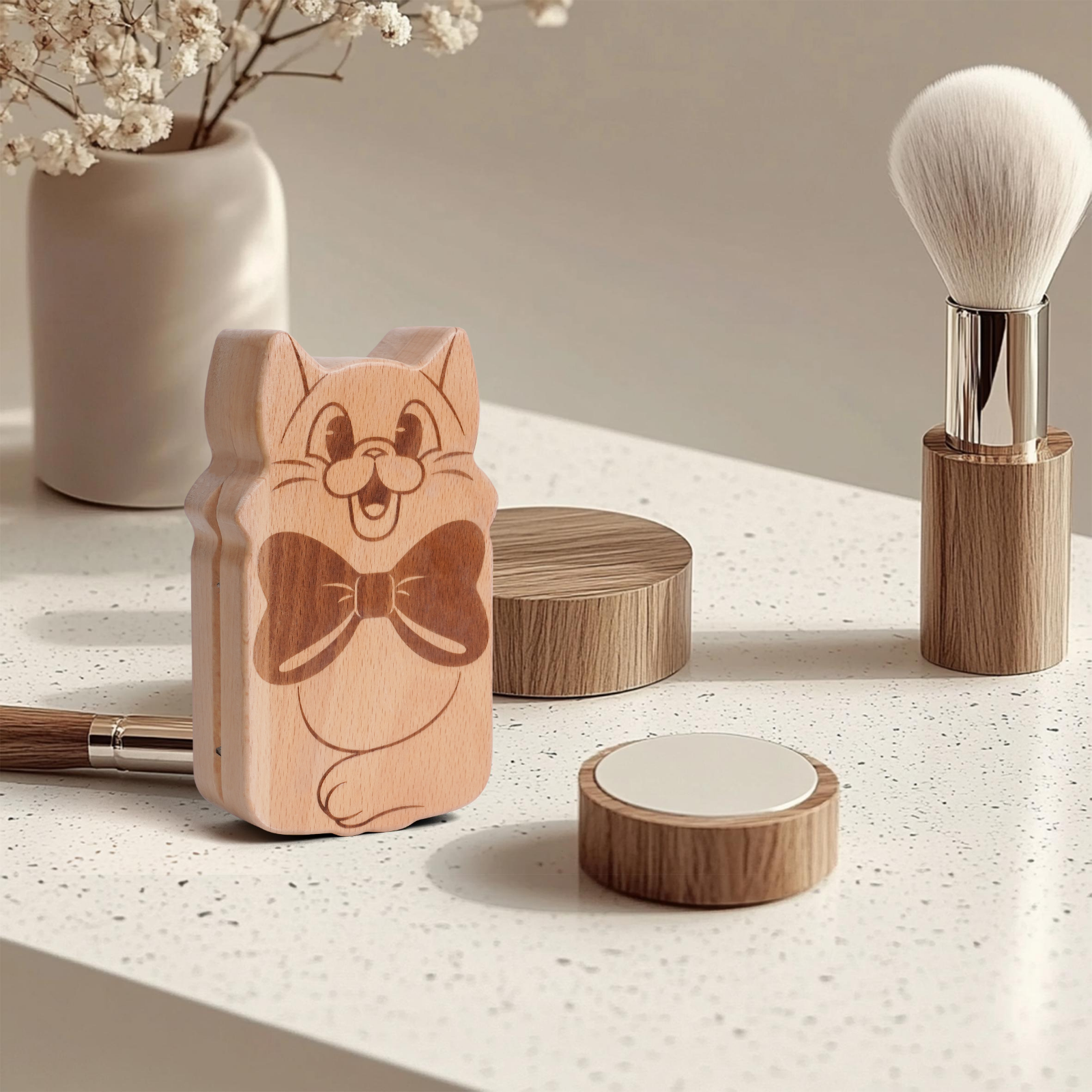 Whimsical Cat-Shaped Jewelry Box - Handcrafted Wooden Keepsake with Magnetic Closure