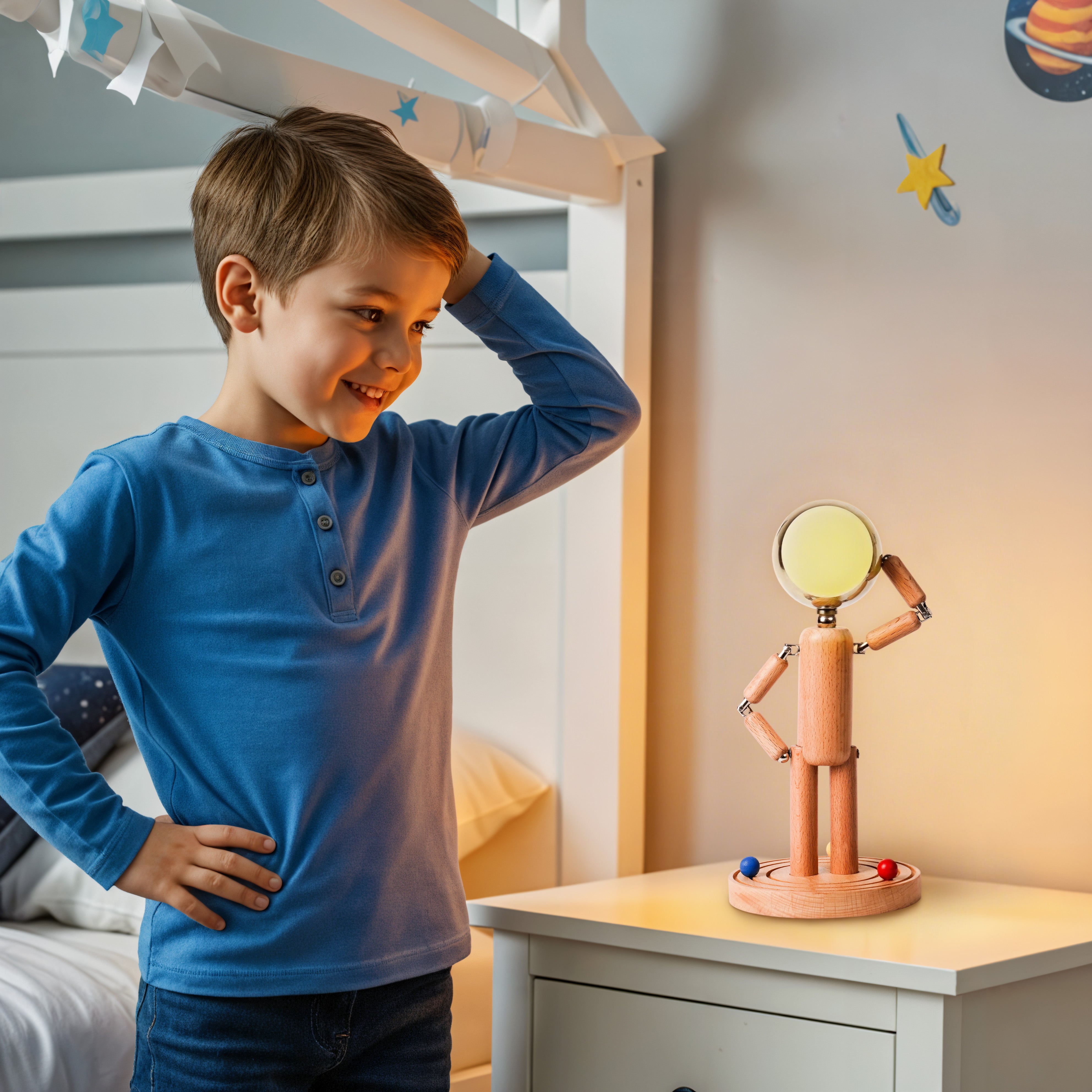 Wooden astronaut lamp - Magical Floating Spaceman with Magnetic Fun